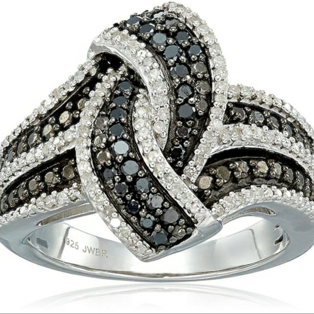 Tie Knot White & Black Ring